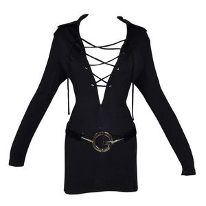 Iconic vintage black Tom Ford for Gucci Spring/Summer 1996 mini-dress